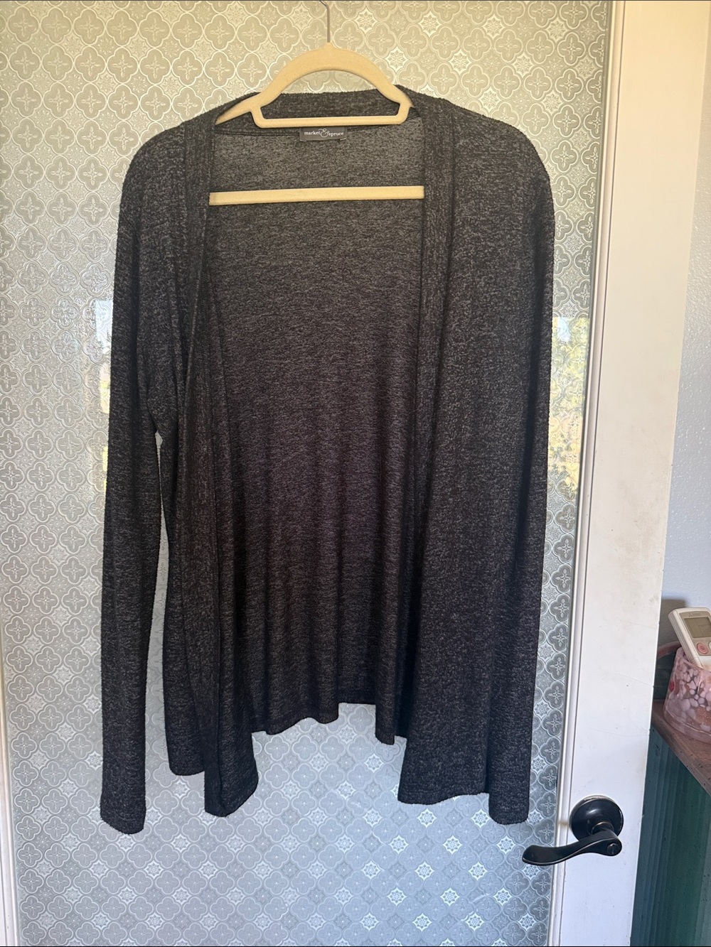 Market & Spruce Open-Front Cardigan - Charcoal Heather